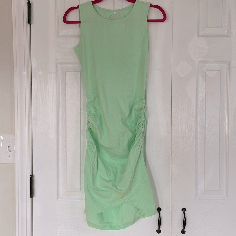 NWOT Pastel Green Ruched Midi Dress XS